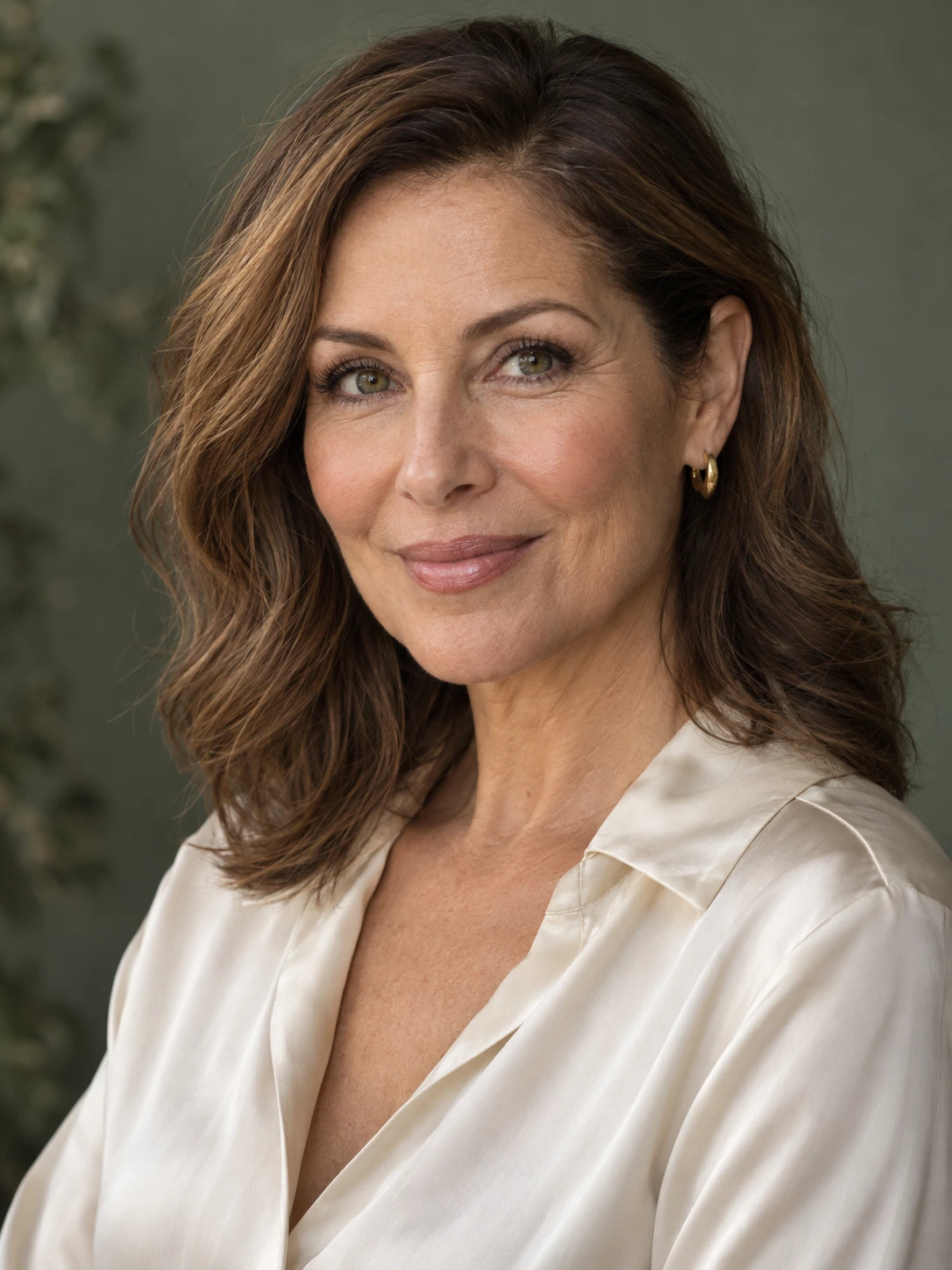 Bichectomia — retrato ilustrativo de mulher madura com expressão acolhedora e contorno facial natural.