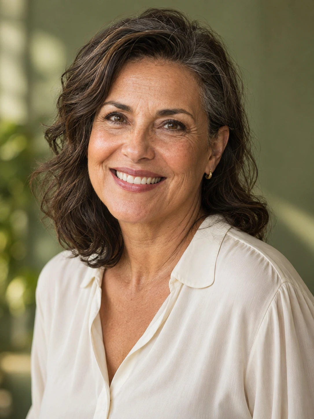 Lifting facial regenerativo — retrato ilustrativo de mulher madura sorrindo e olhando para a câmera.