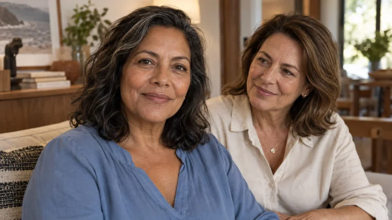 Lifting facial e autoestima: duas mulheres maduras em cena ilustrativa de apoio, gerada por IA